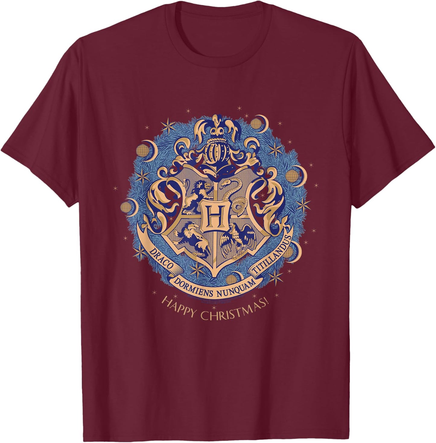 Harry Potter Happy Christmas from Hogwarts Christmas T-Shirt - T-Shirt | Maroon