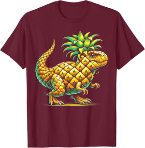 Pineapple Dinosaur Hybrid Funny T-Shirt - T-Shirt | Maroon