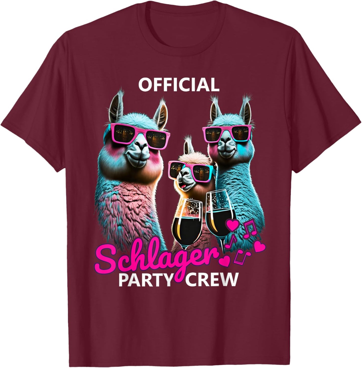 PARTY HASE Outfits für Party und Kneipentour Official Schlager Party Crew T-Shirt - T-Shirt | Maroon