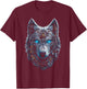 Wolf Animal Graphic Blue Eyes Art Wolf T-Shirt - T-Shirt | Maroon