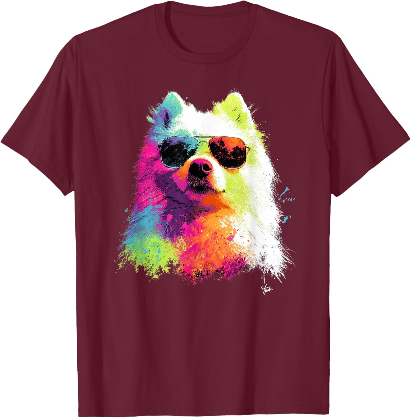 Colorful Samoyed Dad Funny Dog Lover Father's Day Men Women T-Shirt - T-Shirt | Maroon