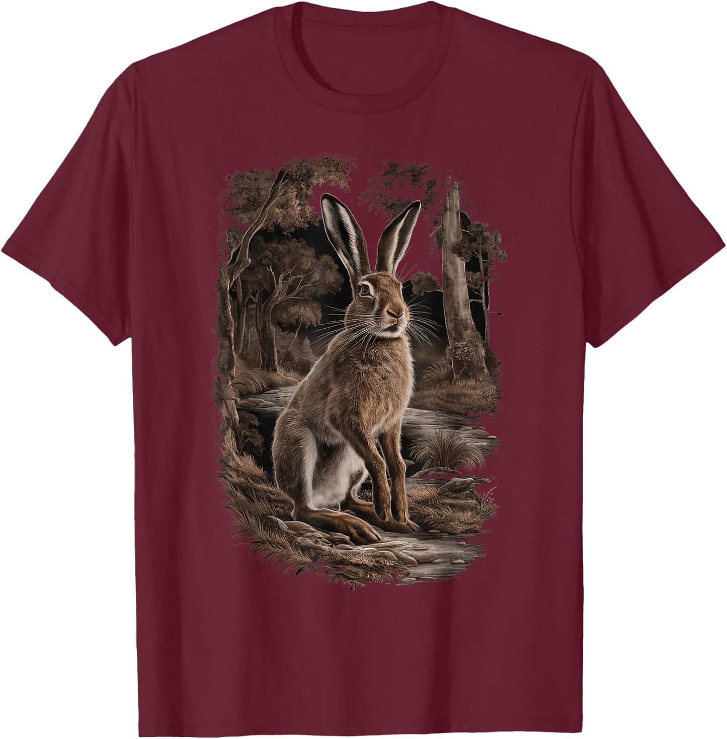 Hare Hunting Gift and Clothing for Hunters , Black, S T-Shirt - T-Shirt | Maroon