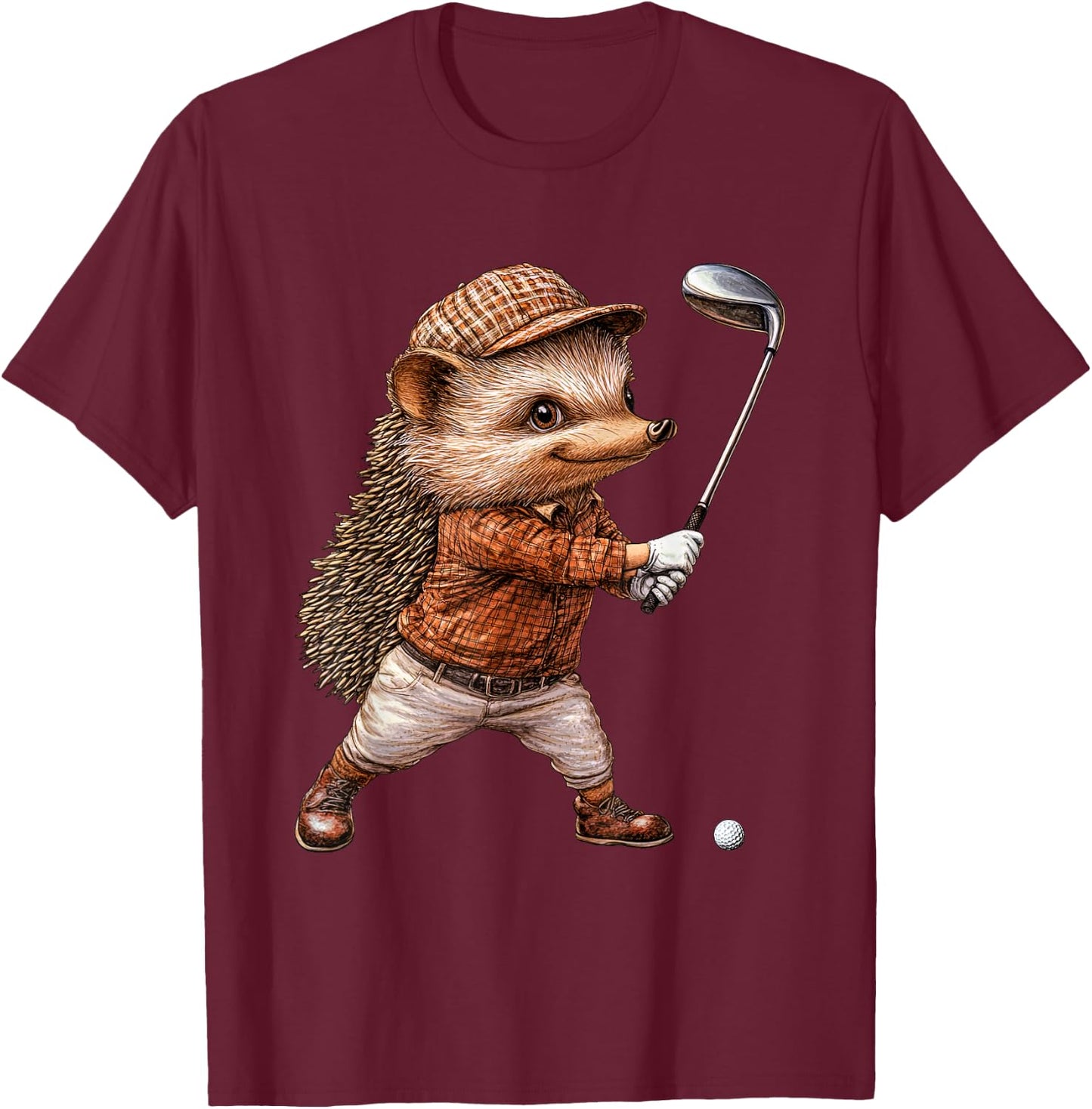 Hedgehog Golf T-Shirt - T-Shirt | Maroon