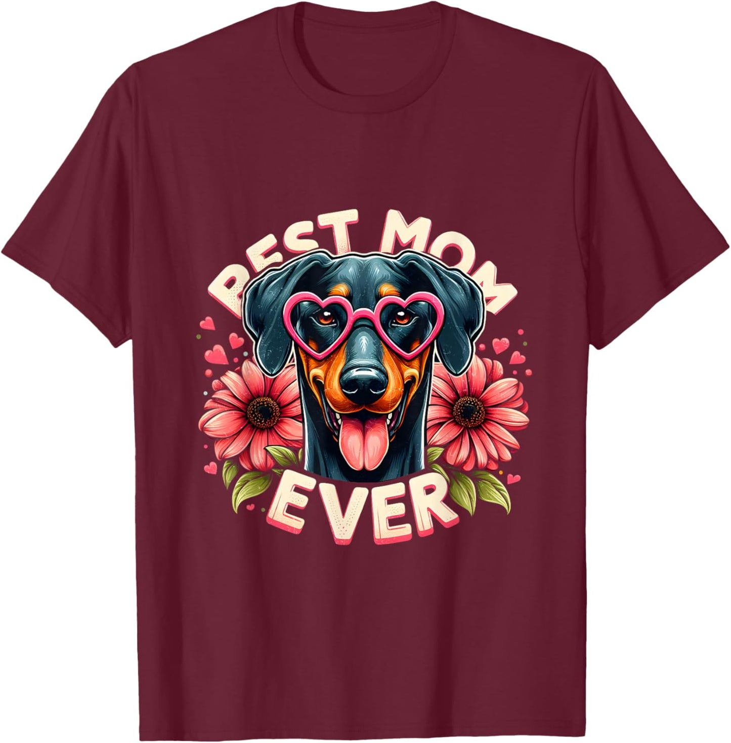 Best Mom Ever Doberman Dog Bootleg Rap Style Funny Dog Mom T-Shirt - T-Shirt | Maroon