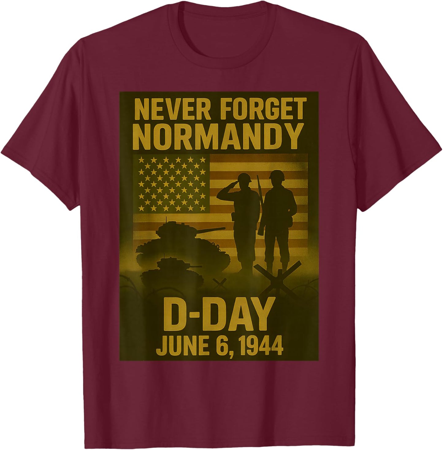 D-Day 82st anniversary 1944-2026 Veteran Remembrance Tribute T-Shirt - T-Shirt | Maroon