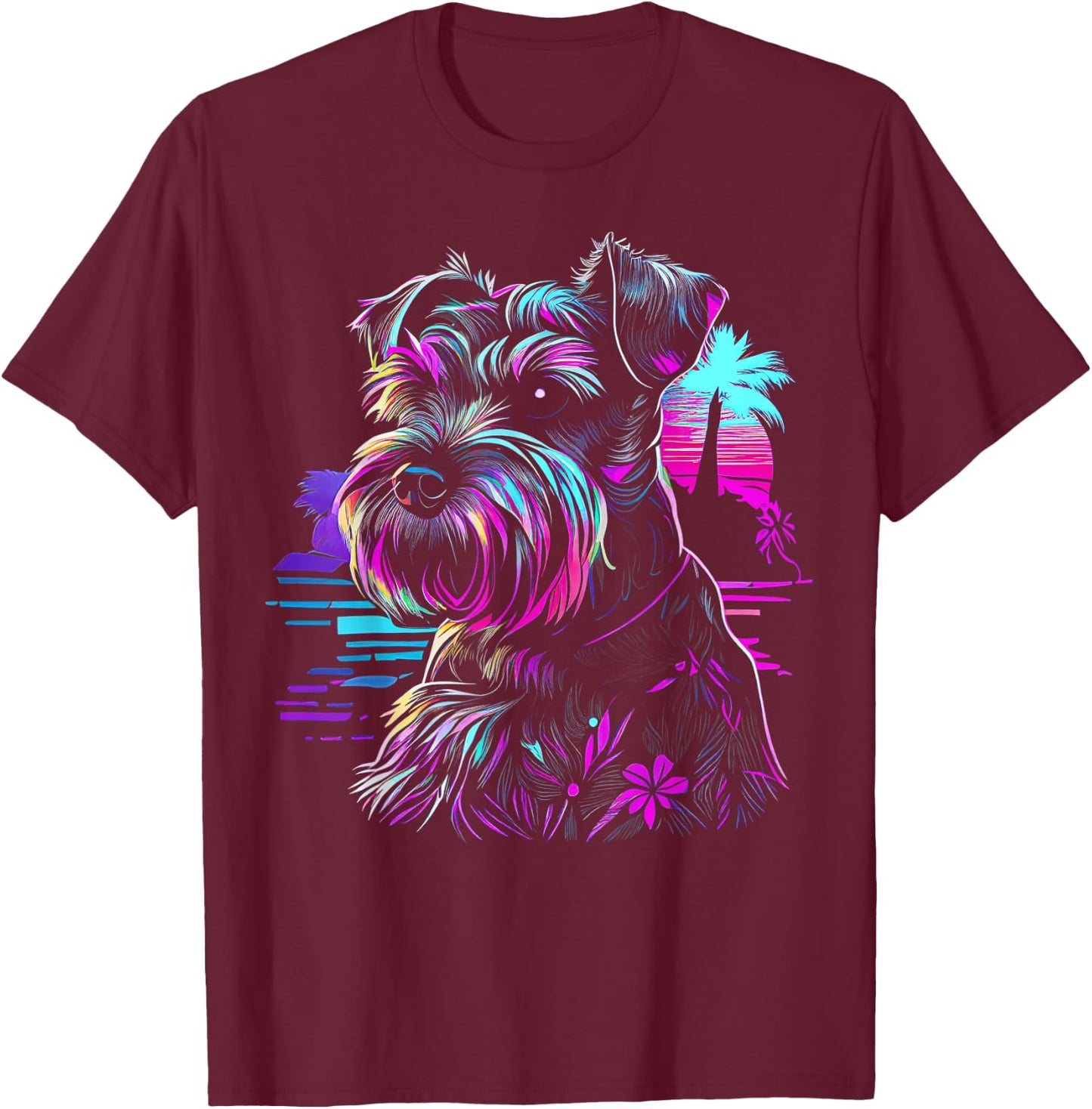Miniature Schnauzer dog art Miniature Schnauzer T-Shirt - T-Shirt | Maroon