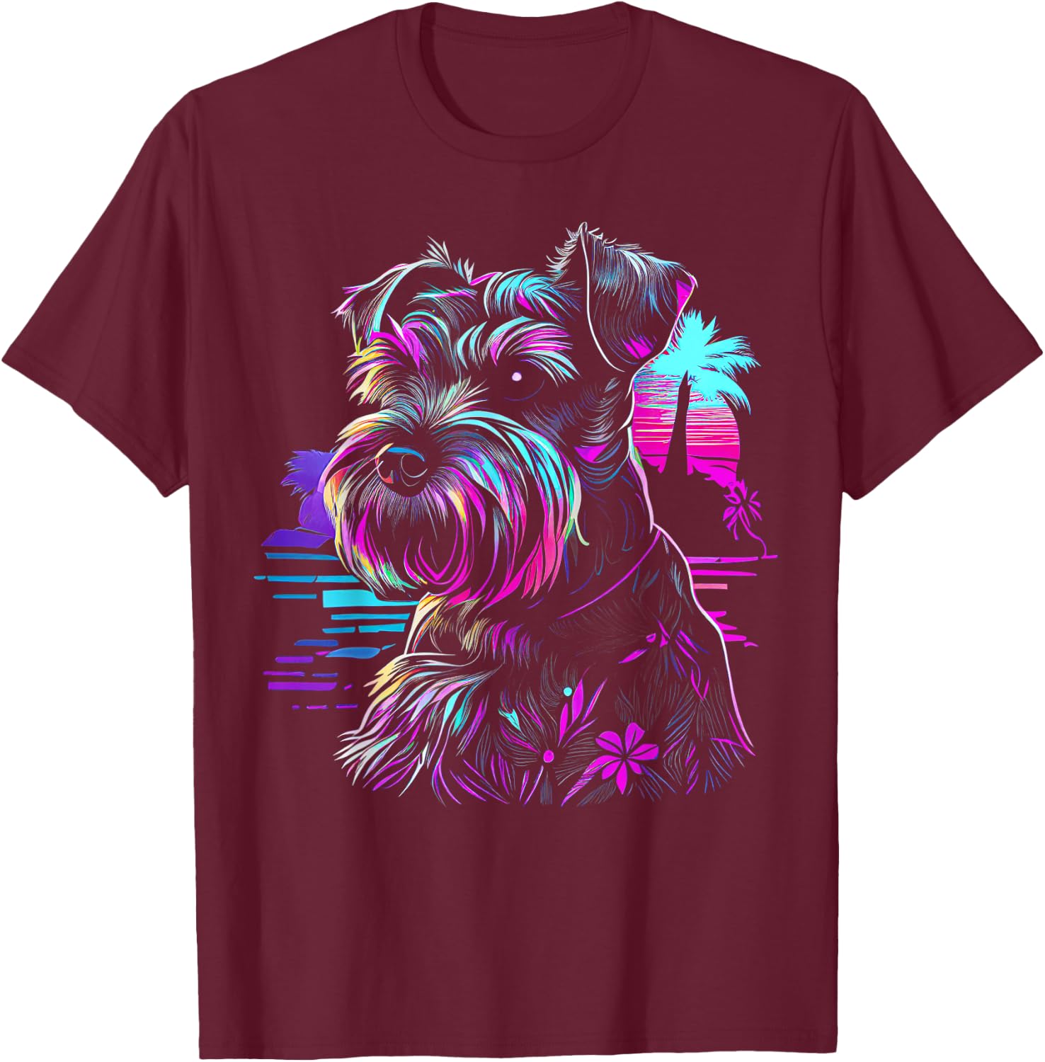 Miniature Schnauzer dog art Miniature Schnauzer T-Shirt - T-Shirt | Maroon