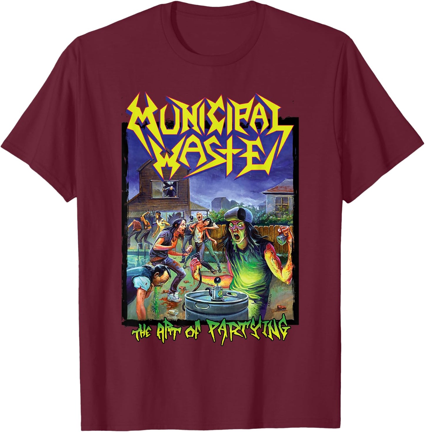 Municipal Waste The Art of Party , Black, S T-Shirt - T-Shirt | Maroon