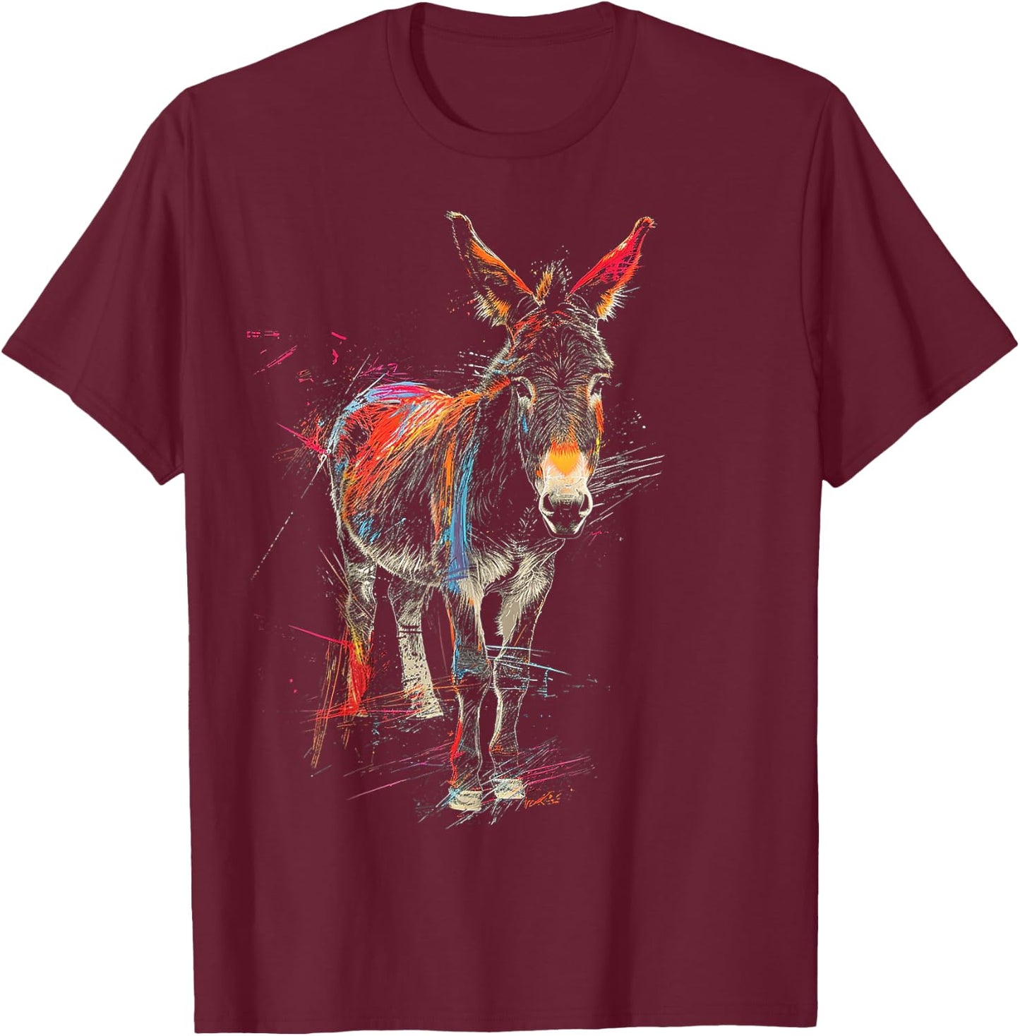 Donkey Animal Graphic Art Donkey , black T-Shirt - T-Shirt | Maroon