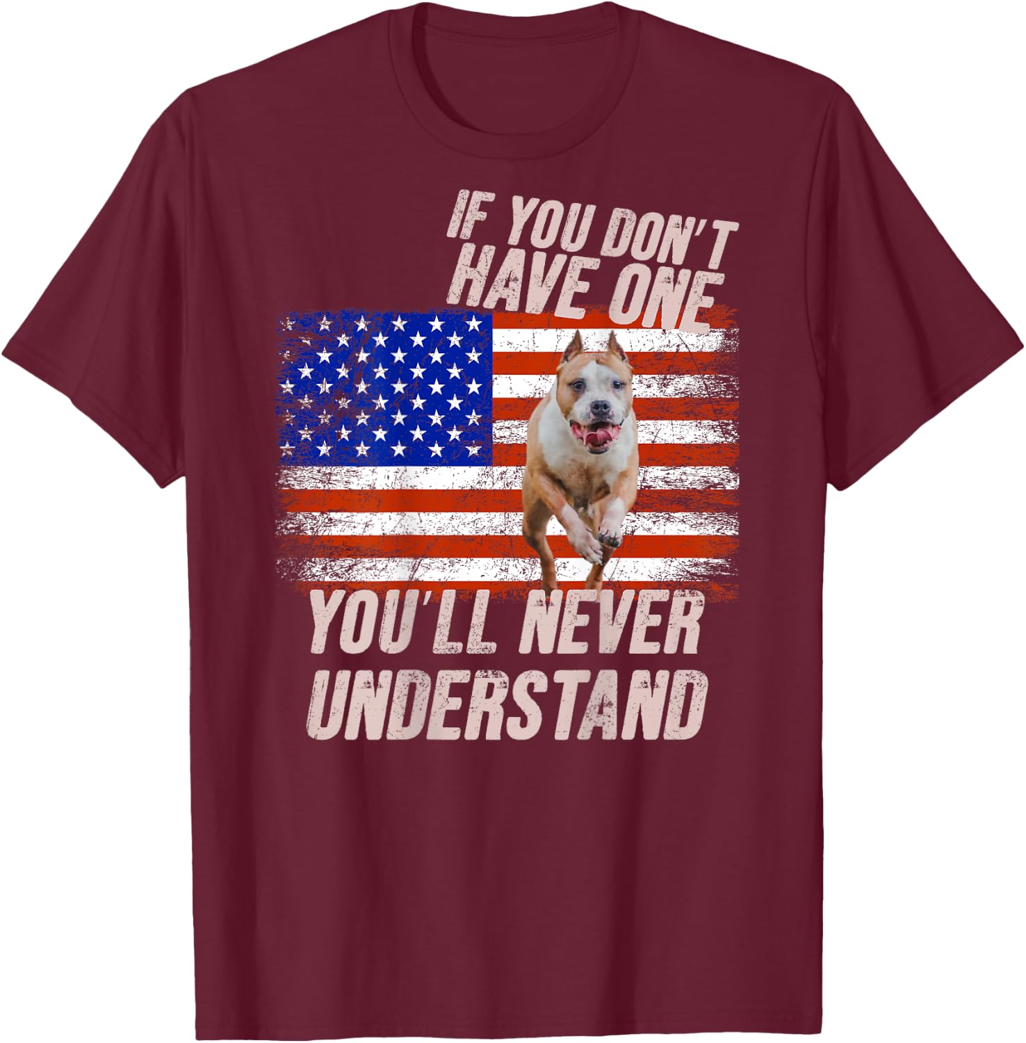 Funny Pitbull USA Shirt Pitbull Lover Gift Retro Pit T-Shirt - T-Shirt | Maroon