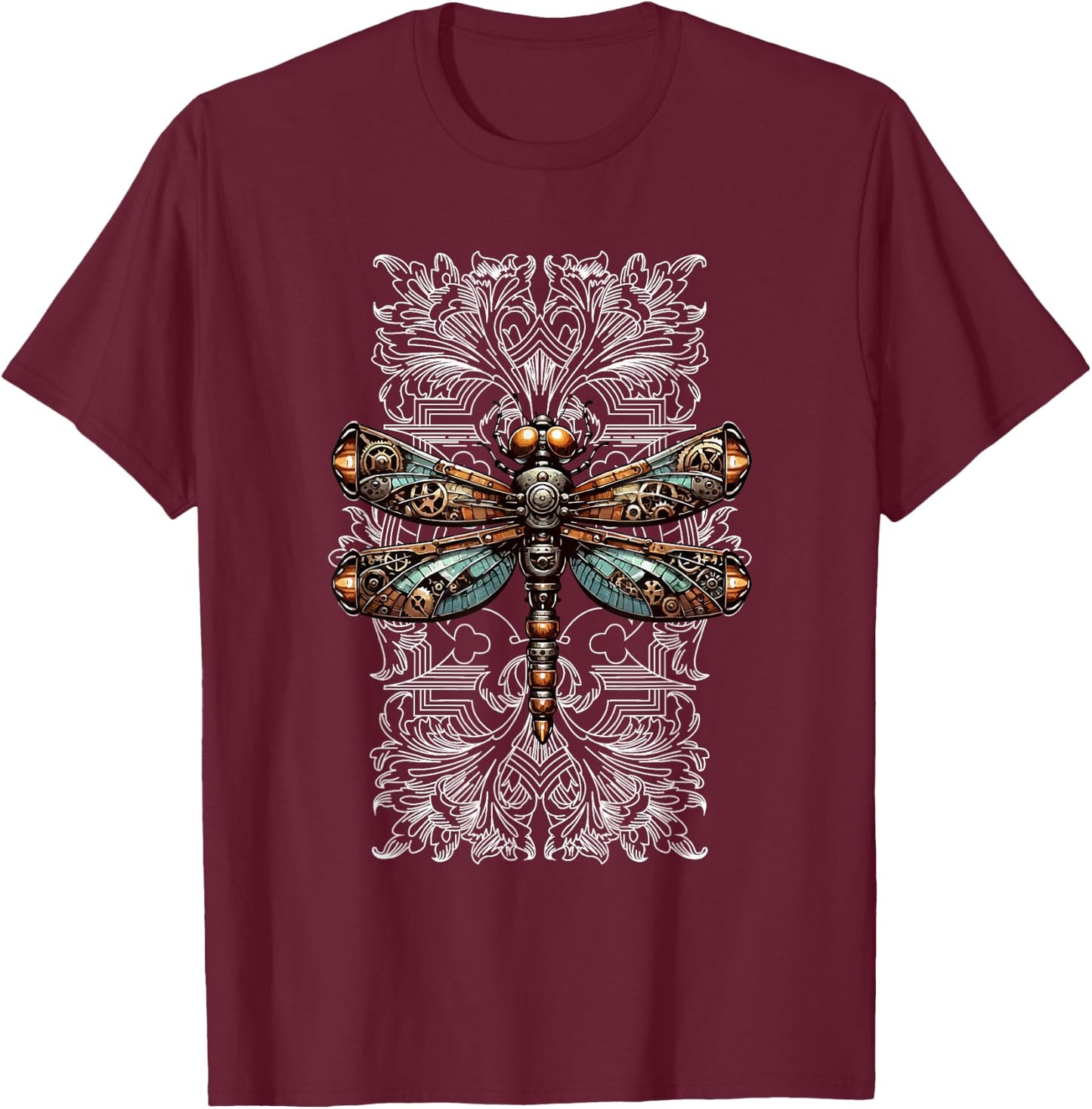 Steampunk Dragonfly Victorian Art Mechanical Steam Punk T-Shirt - T-Shirt | Maroon