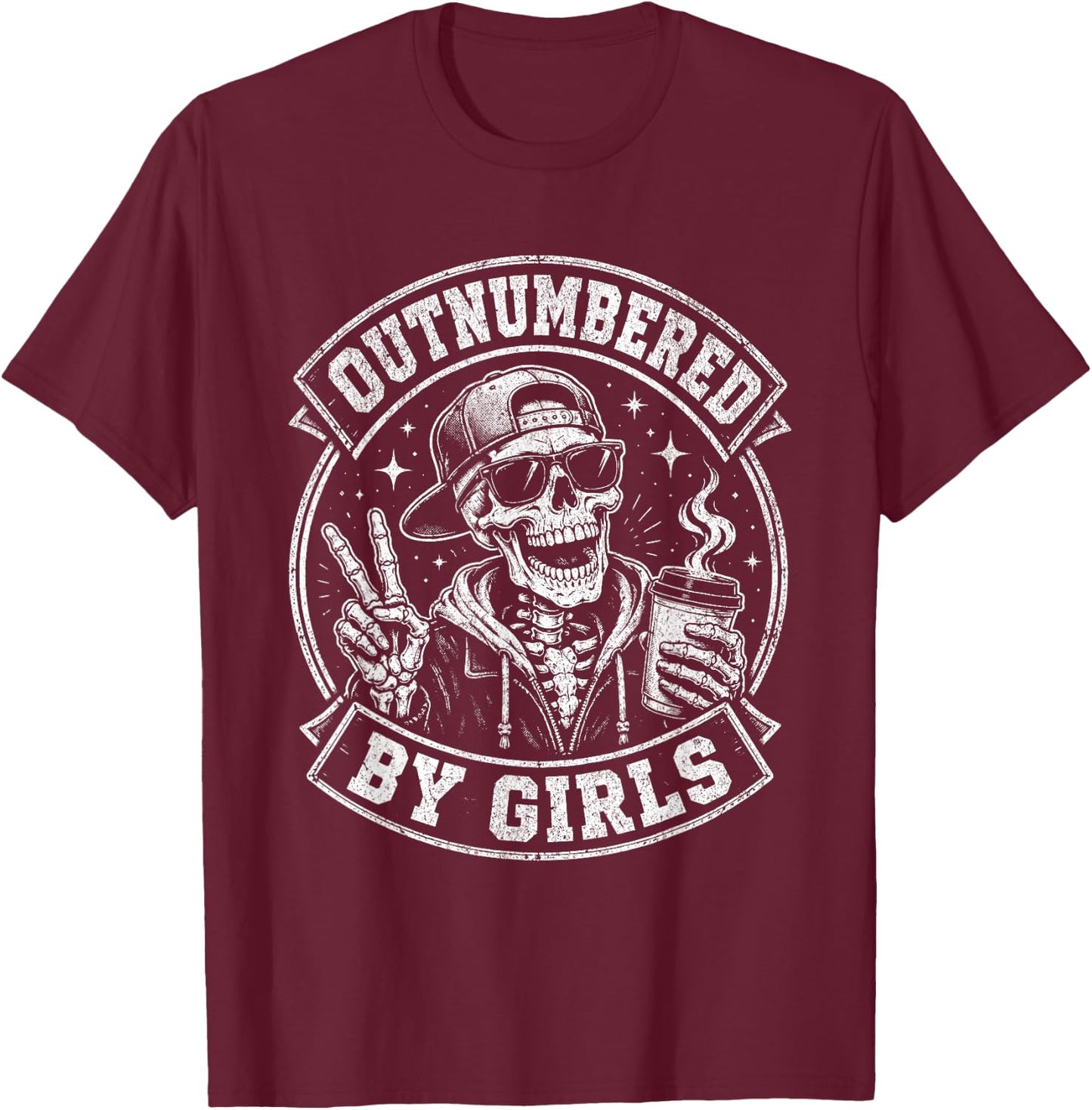 Outnumbered Girl Dad T-Shirt - T-Shirt | Maroon