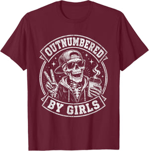 Outnumbered Girl Dad T-Shirt - T-Shirt | Maroon