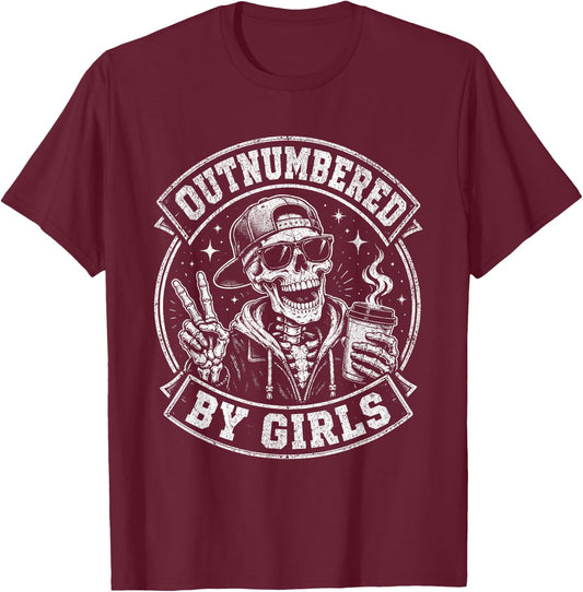 Outnumbered Girl Dad T-Shirt - T-Shirt | Maroon