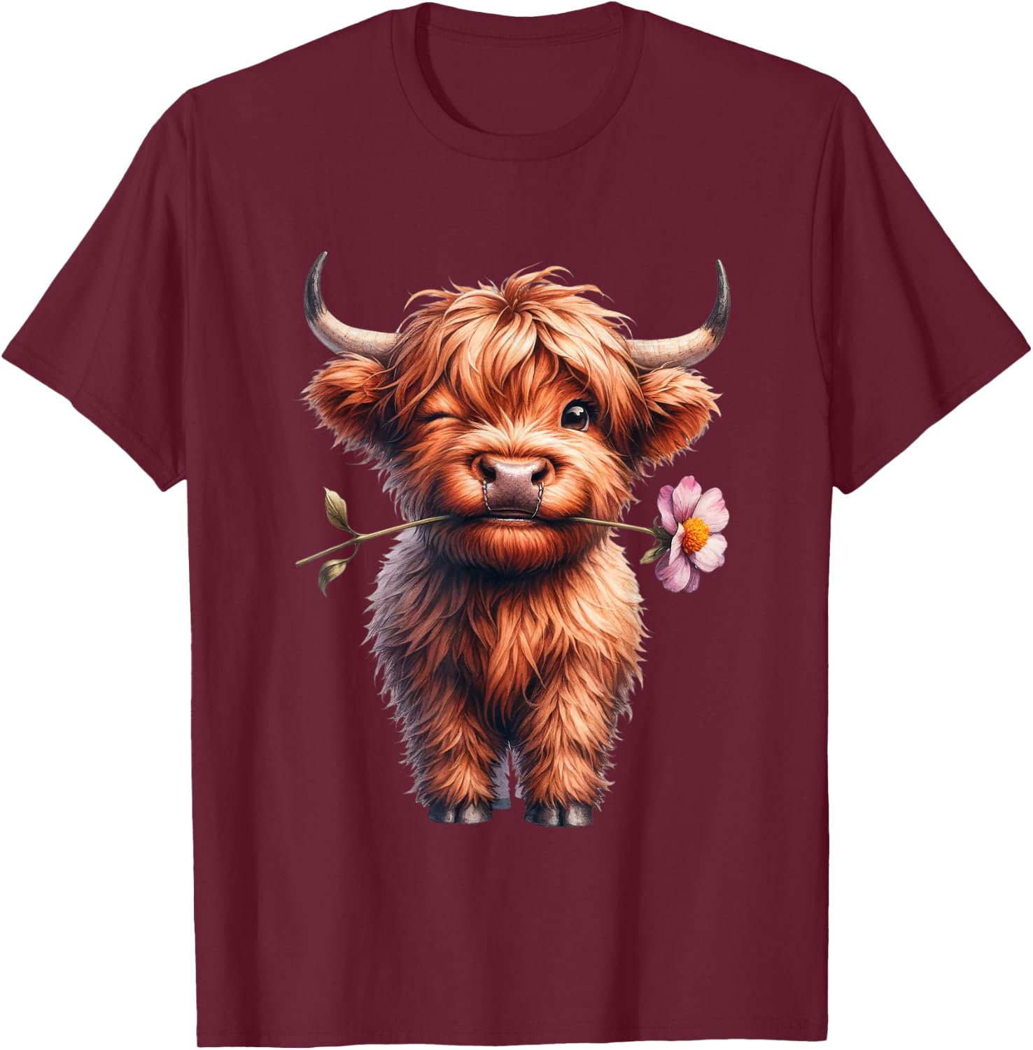 Cow, Scottish Highland Cow, Western Wear, Highland Cow T-Shirt - T-Shirt | Maroon