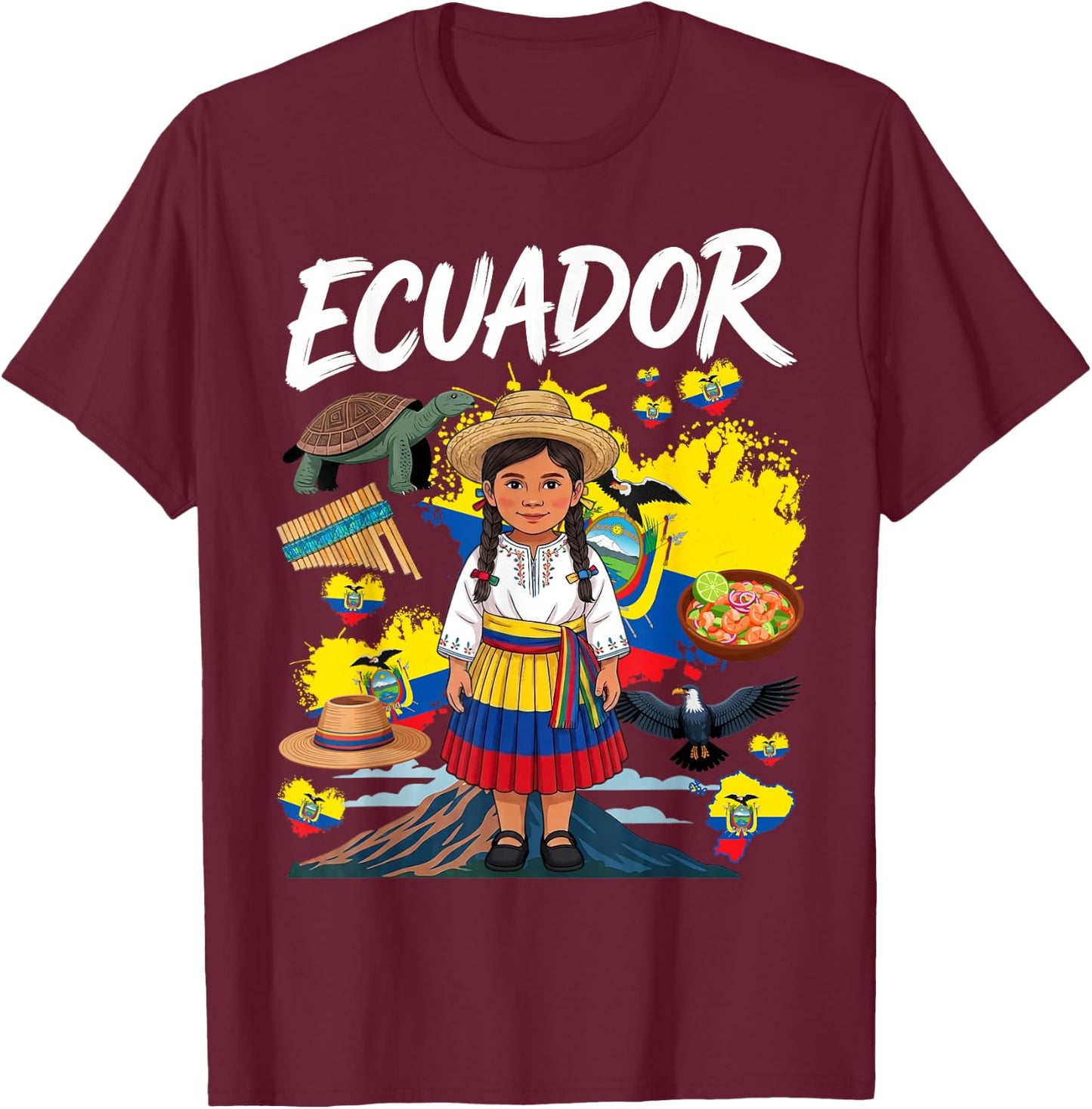 Ecuatoriana Ecuadorian Flag Idea for Girls Ecuador Cultural T-Shirt - T-Shirt | Maroon