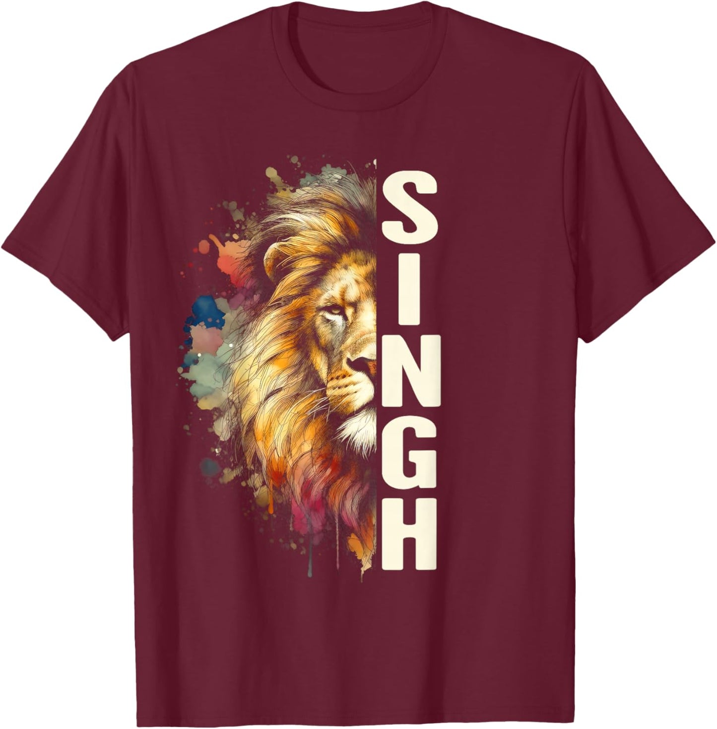 Lion Punjabi Pride Religious Sikh Faith Indian Singh Is King T-Shirt - T-Shirt | Maroon