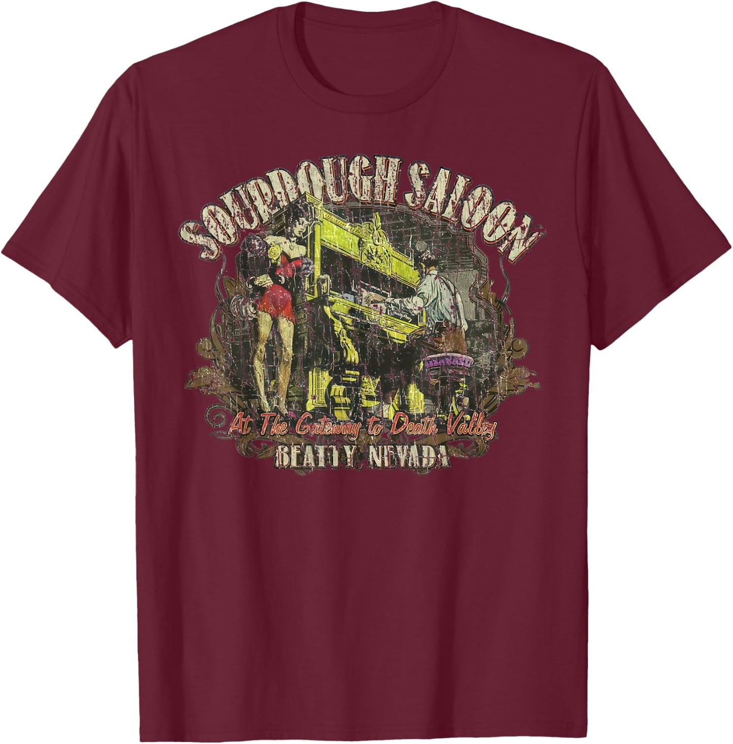 Sourdough Saloon Beatty 1905 Retro Vintage T-Shirt - T-Shirt | Maroon