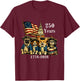 250 Years Patriotic Dogs 1776-2026 America Anniversary T-Shirt - T-Shirt | Maroon