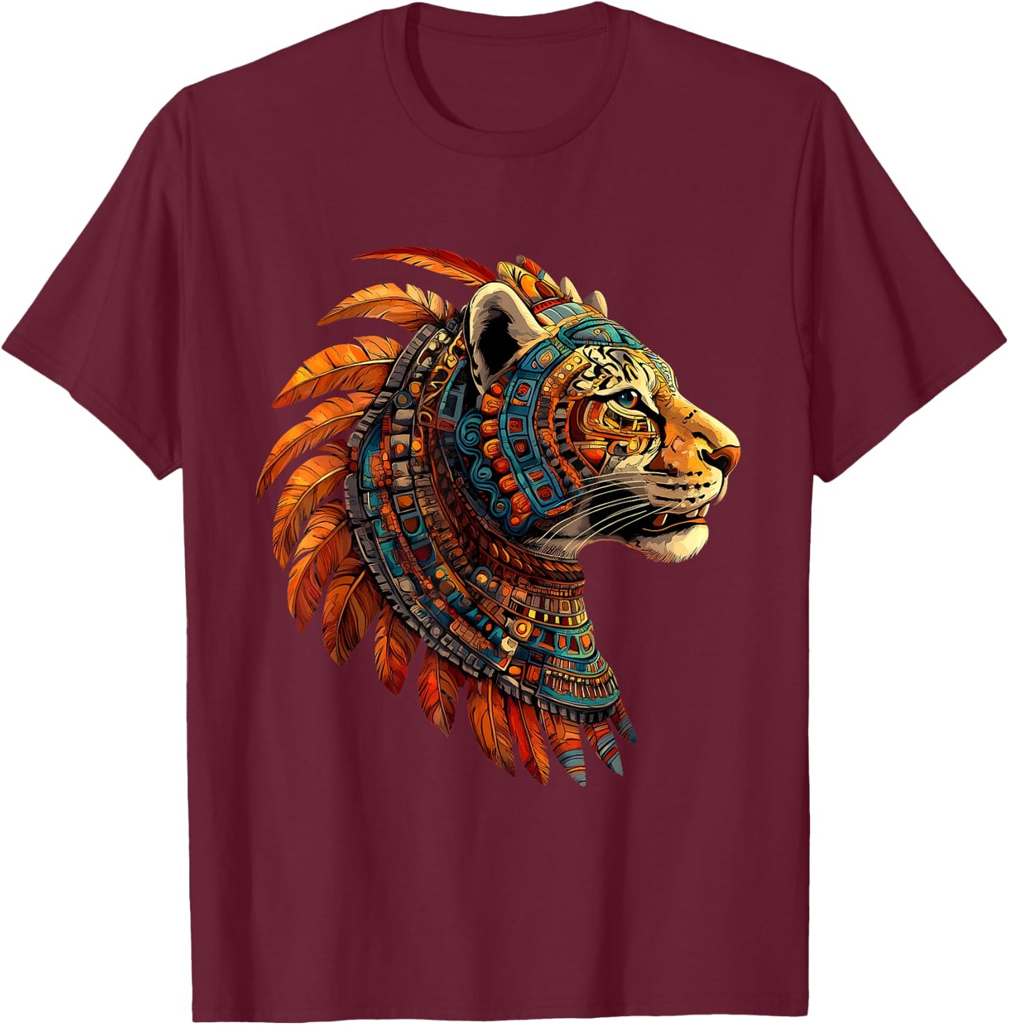 Aztec Jaguar Native Mexican Pride Mayan Mexican Mythology T-Shirt - T-Shirt | Maroon