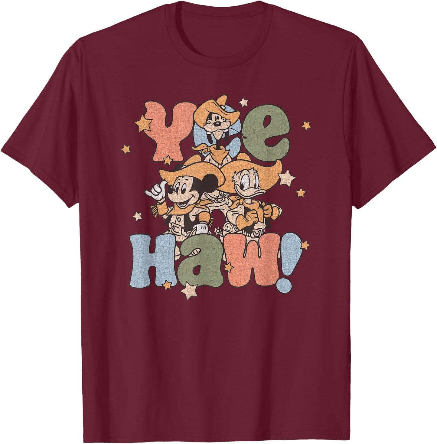 Disney Mickey & Friends 4th Of July Yee Haw! Group Shot T-Shirt - T-Shirt | Maroon
