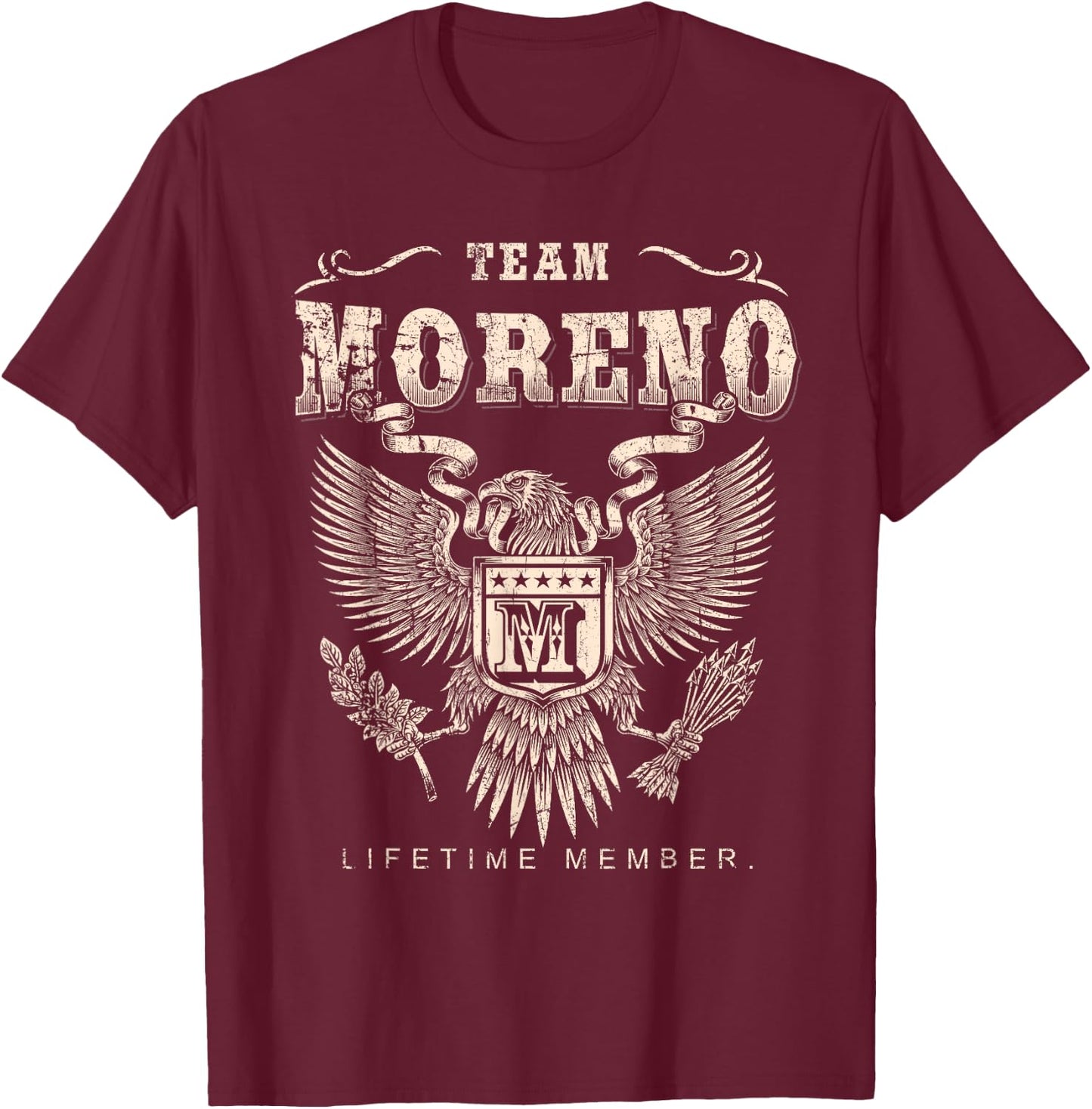 Team Moreno Family Name Lifetime Member T-Shirt - T-Shirt | Maroon