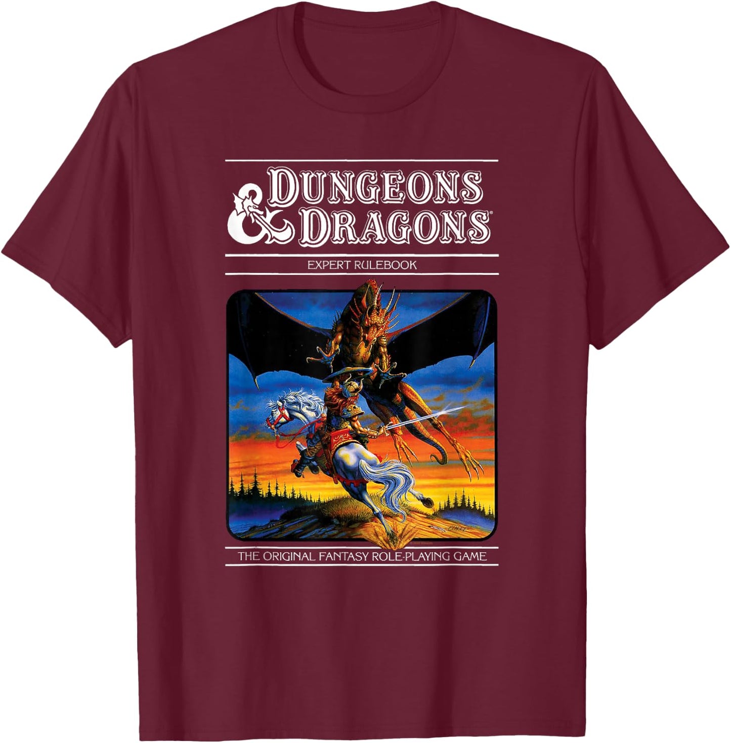 Dungeons & Dragons Vintage Expert Rulebook , black T-Shirt - T-Shirt | Maroon