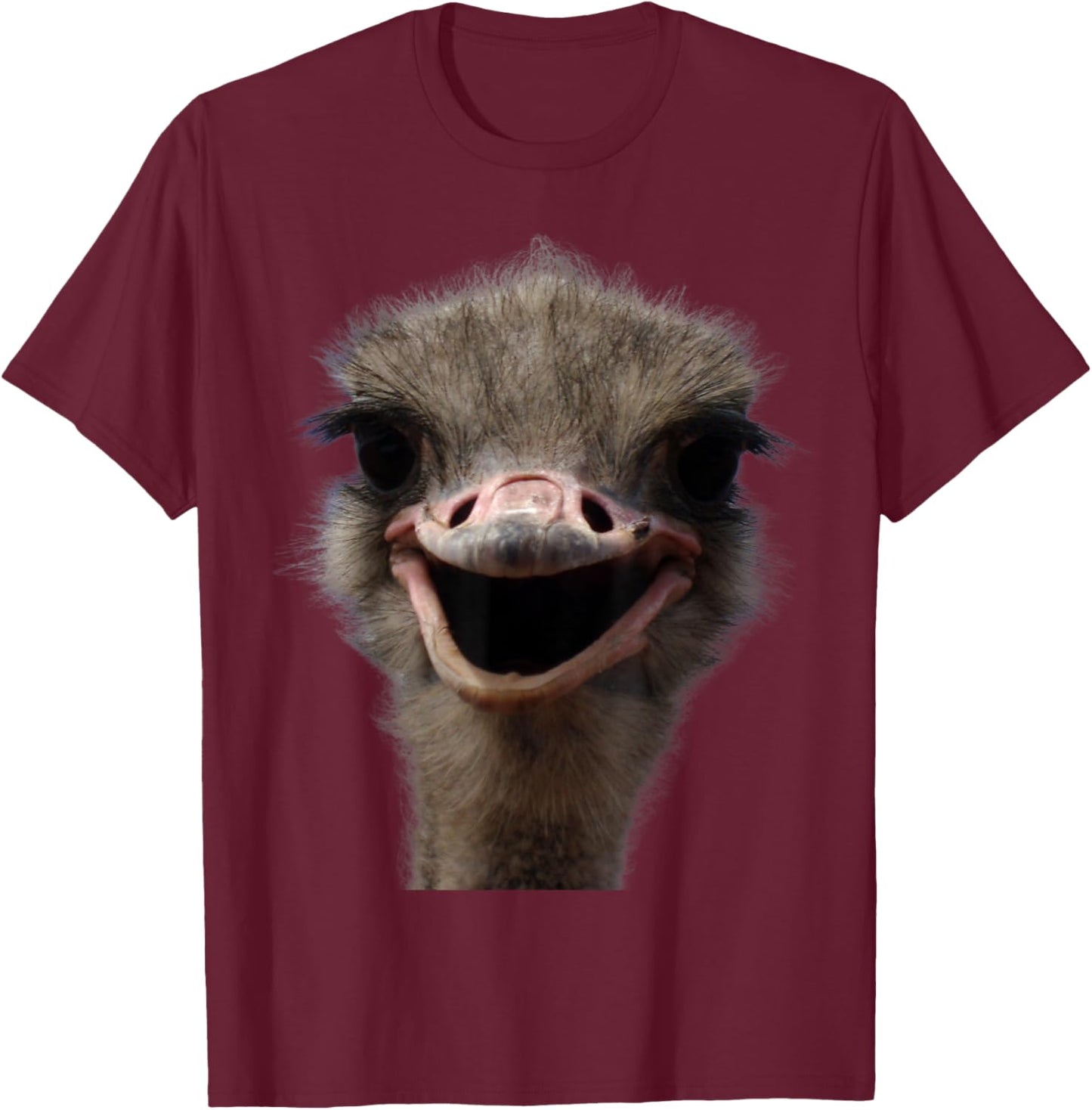 Funny Ostrich Head, Safari Bird Lover Funny Ostrich T-Shirt - T-Shirt | Maroon