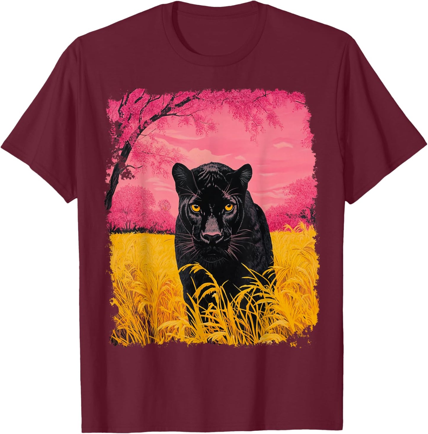 Pink Tops Panther Black T-Shirt - T-Shirt | Maroon