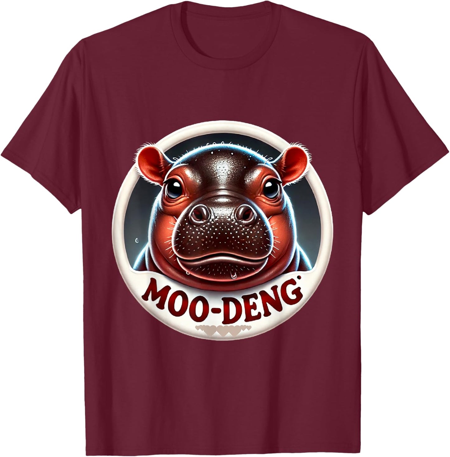 Moo Deng Hippo Funny Halloween Costume T-Shirt - T-Shirt | Maroon