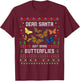 Butterfly Christmas Ugly Xmas Insect Sweater T-Shirt - T-Shirt | Maroon