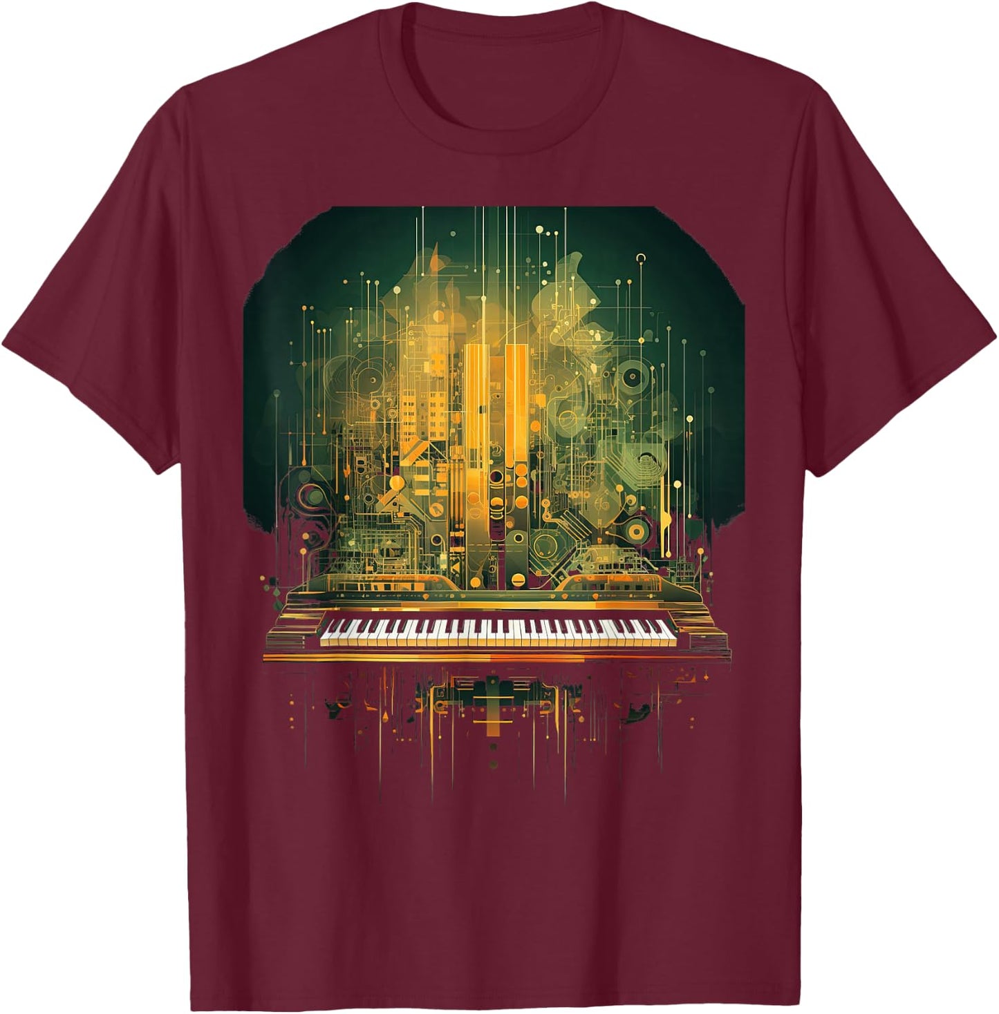 modular Synthesizer elektronische Musik mit Keyboard analog T-Shirt - T-Shirt | Maroon