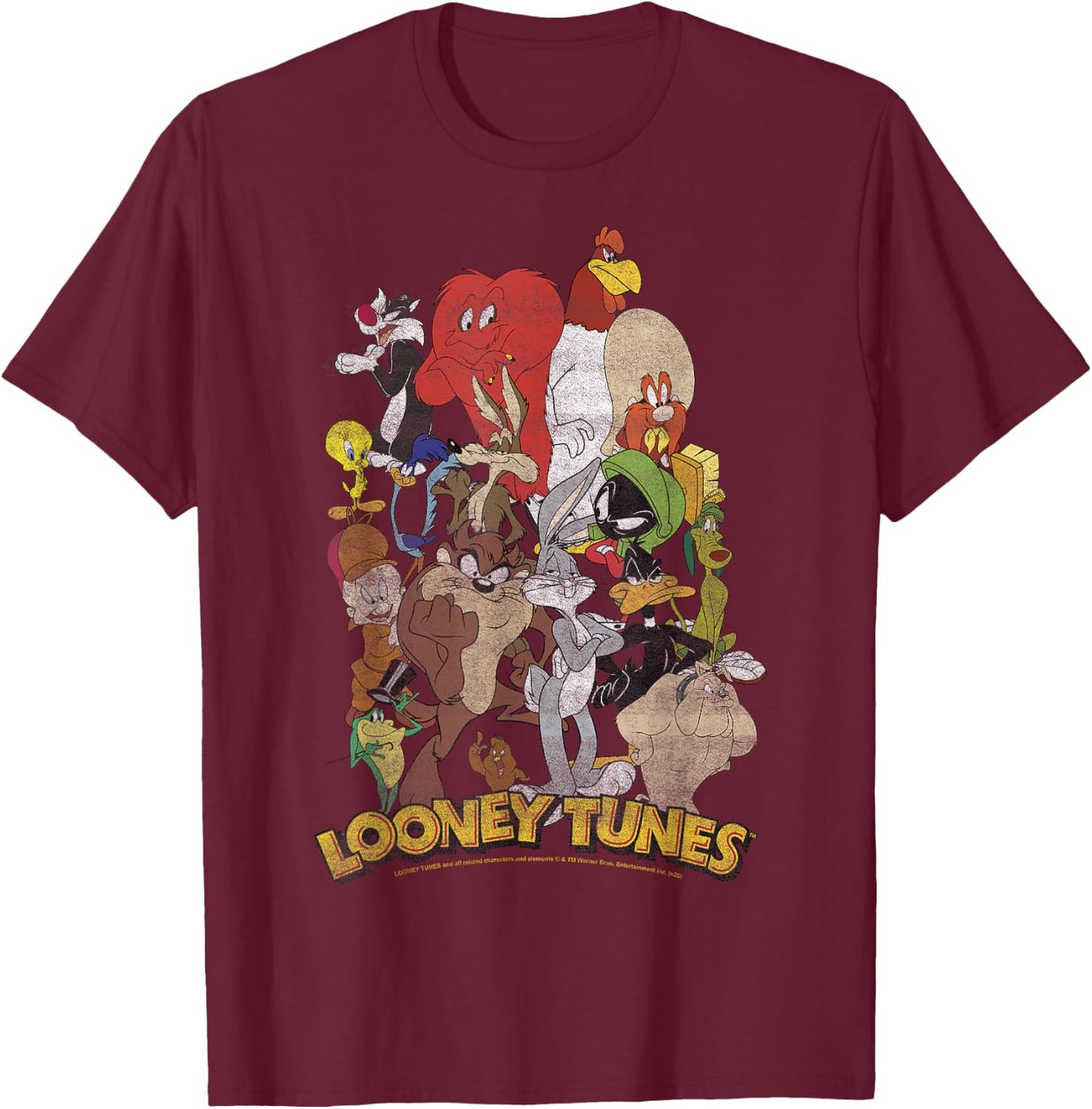 Looney Tunes Character Stack Group Shot T-Shirt - T-Shirt | Maroon