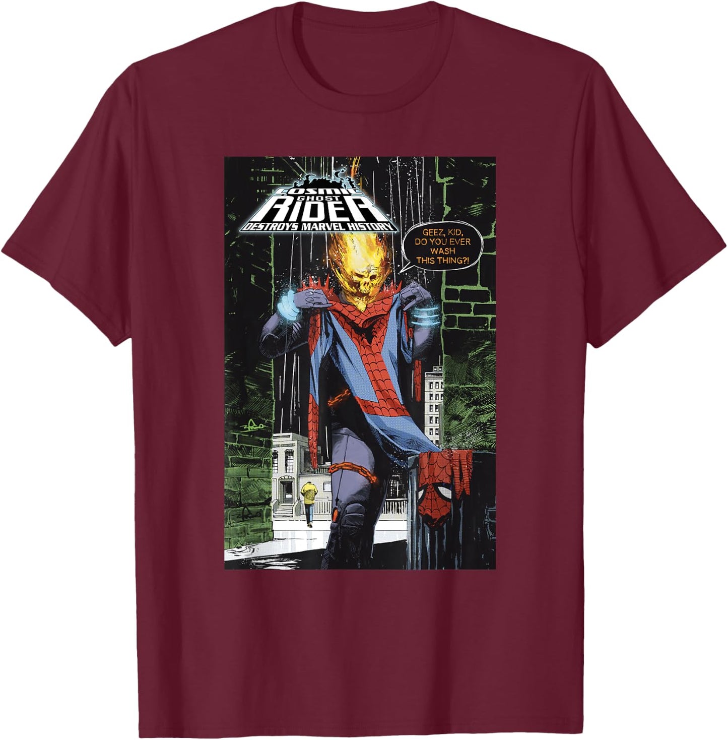 Marvel Cosmic Ghost Rider Comic Cover, Black, S T-Shirt - T-Shirt | Maroon