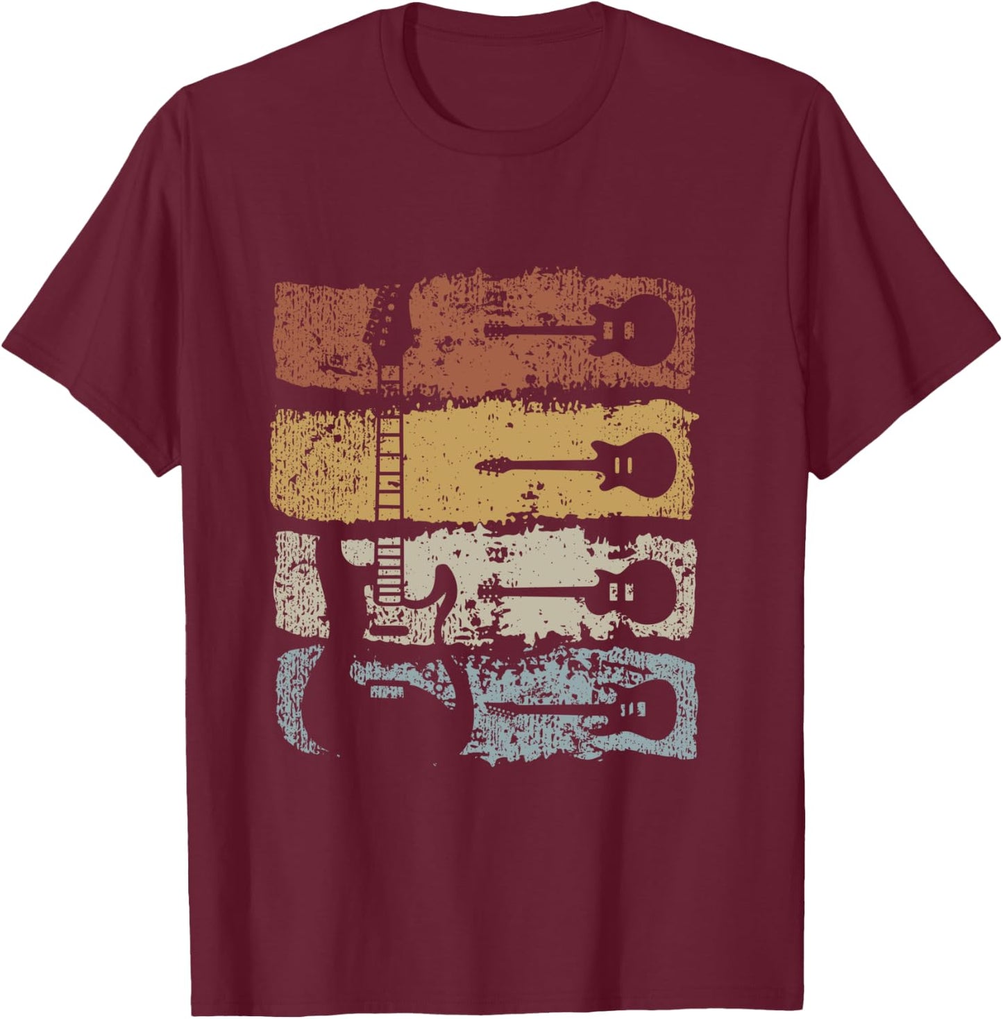 Guitar Player Rock Music Retro Guitar Shirt, black T-Shirt - T-Shirt | Maroon