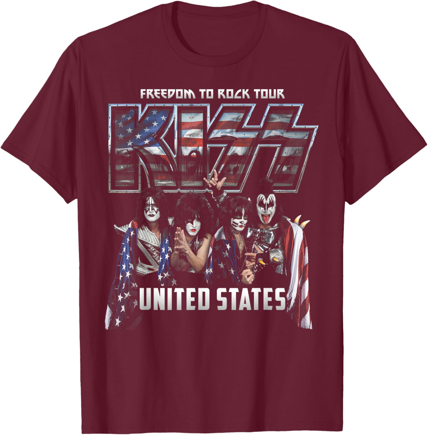 KISS - Freedom to Rock T-Shirt - T-Shirt | Maroon