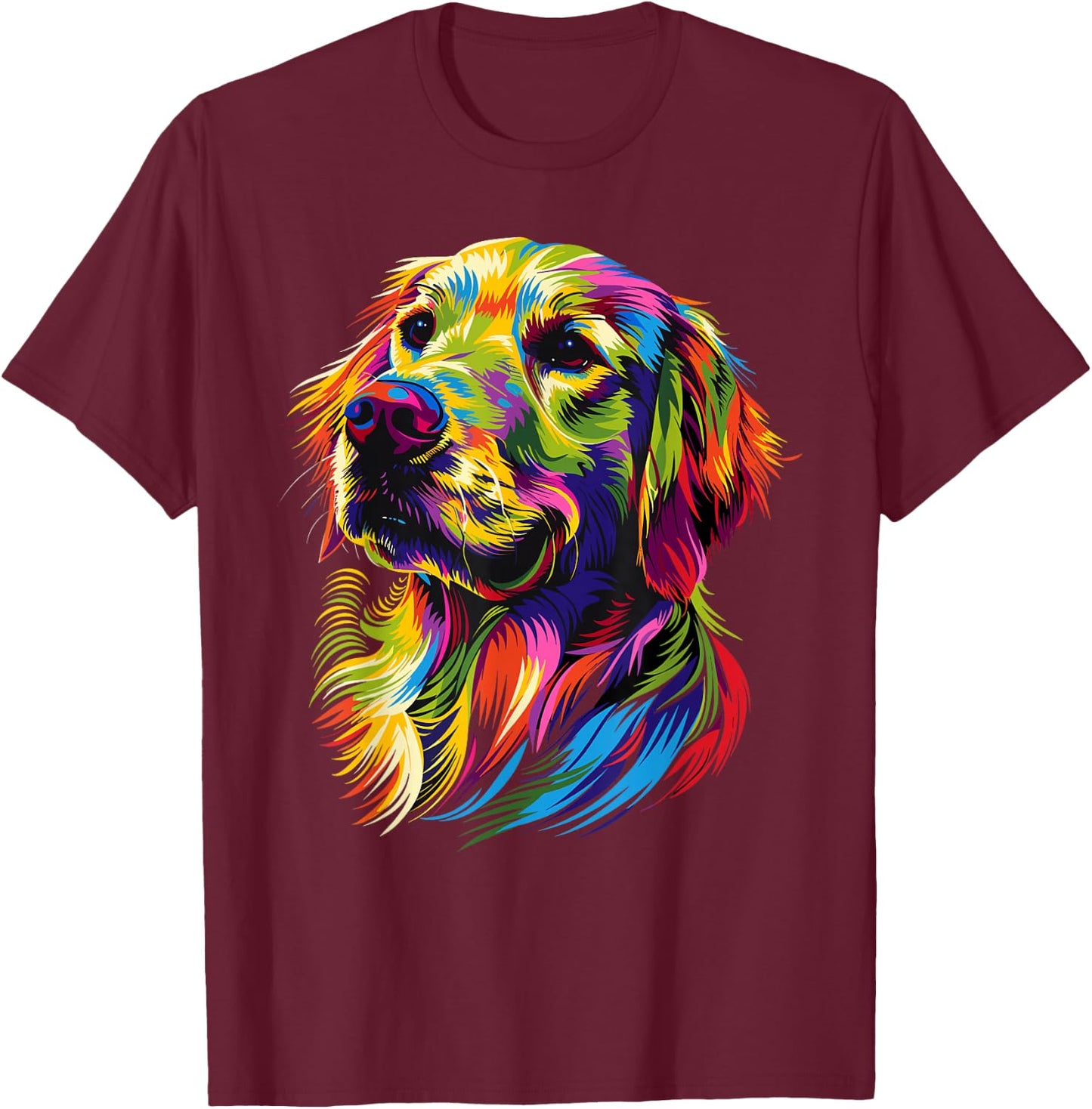Golden Retriever Dog Colourful Pop Art Dog Lovers , black T-Shirt - T-Shirt | Maroon