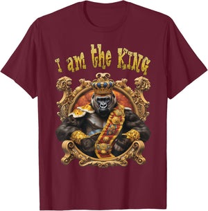 I am the KING. Gorilla, King, Emblem, Crest, Royal, Cool T-Shirt - T-Shirt | Maroon