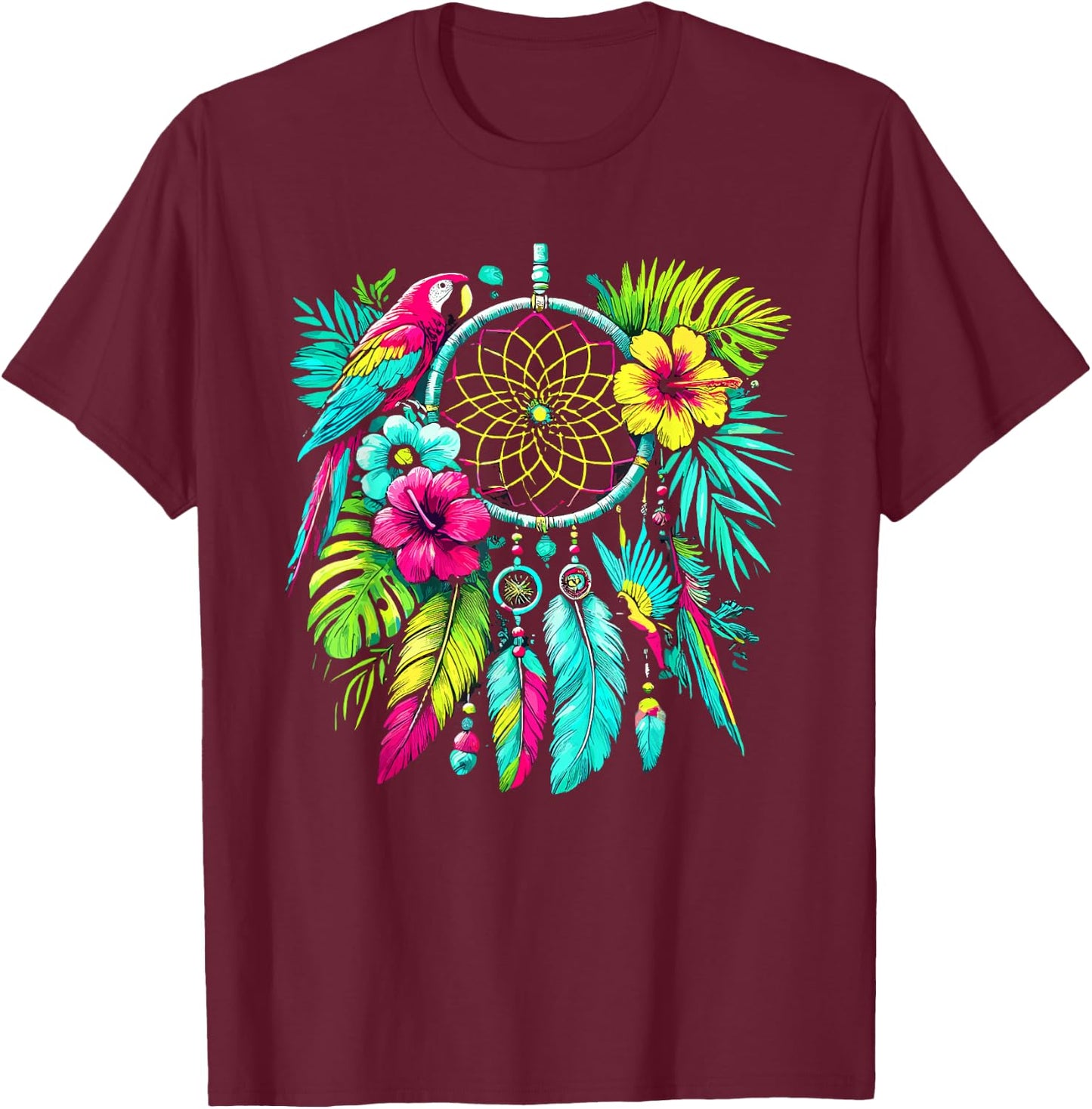 Surreal Dream Catcher Bohemian Spiritual festival fashion T-Shirt - T-Shirt | Maroon