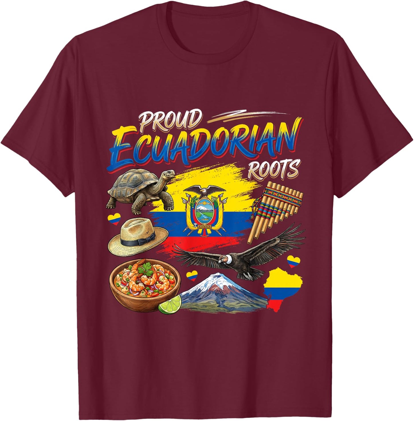 Ecuador Heritage Proud Ecuadorian Roots Men Hispanic Month T-Shirt - T-Shirt | Maroon