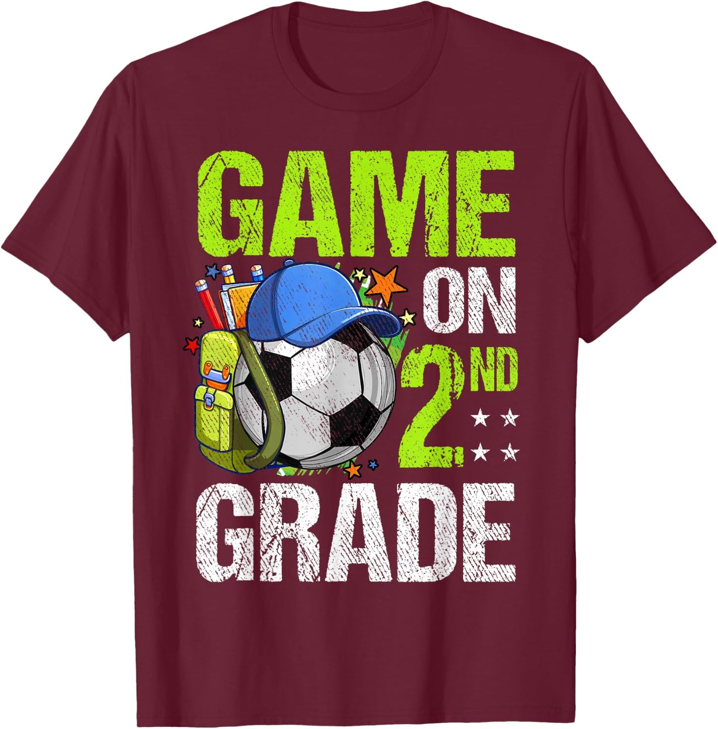 Game On 2nd Grade Soccer Back To School Boy Girl Kids Gift T-Shirt - T-Shirt | Maroon