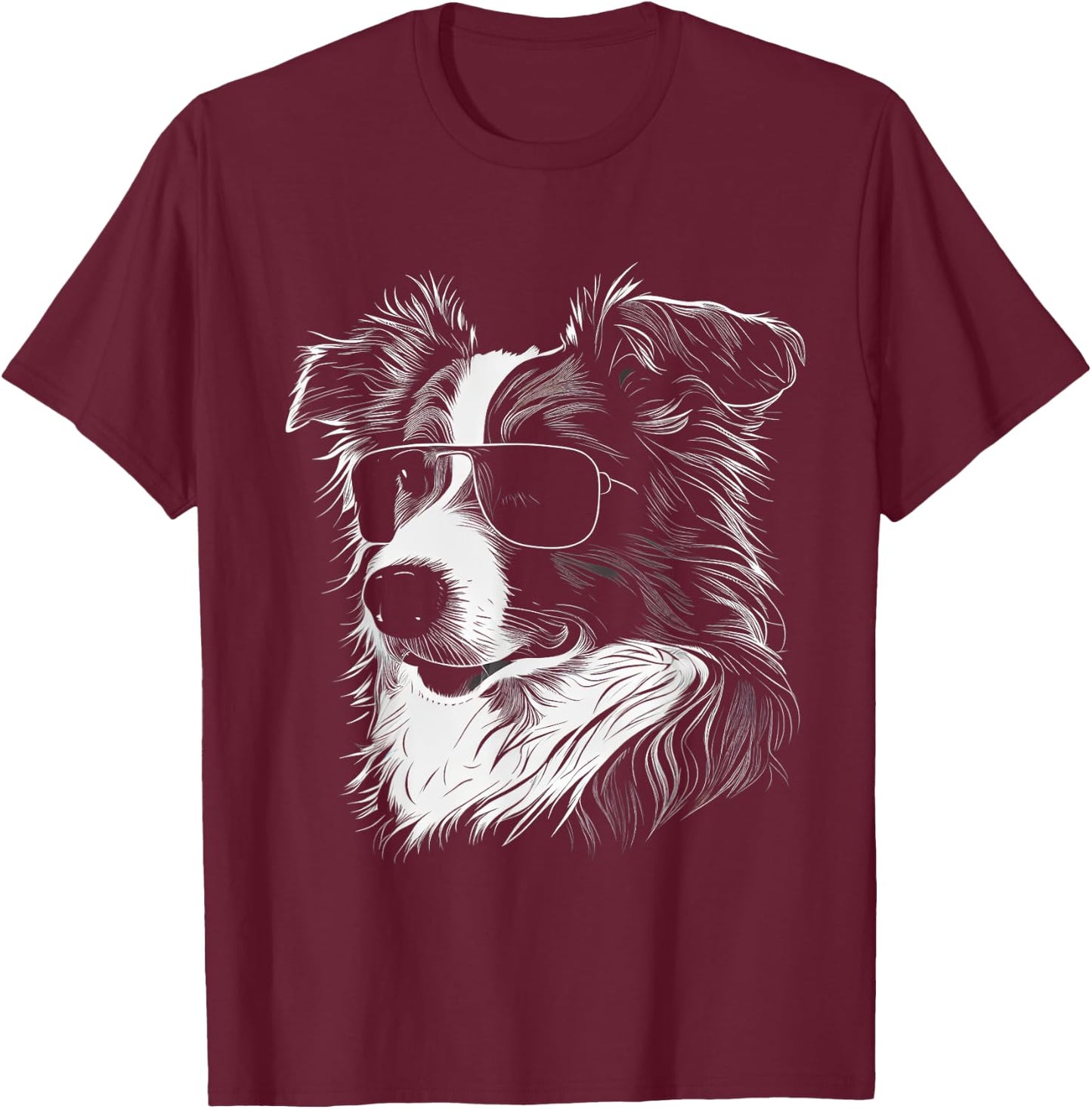 Australian Shepherd Sonnenbrille Gassi Gehen Hunde Fan T-Shirt - T-Shirt | Maroon
