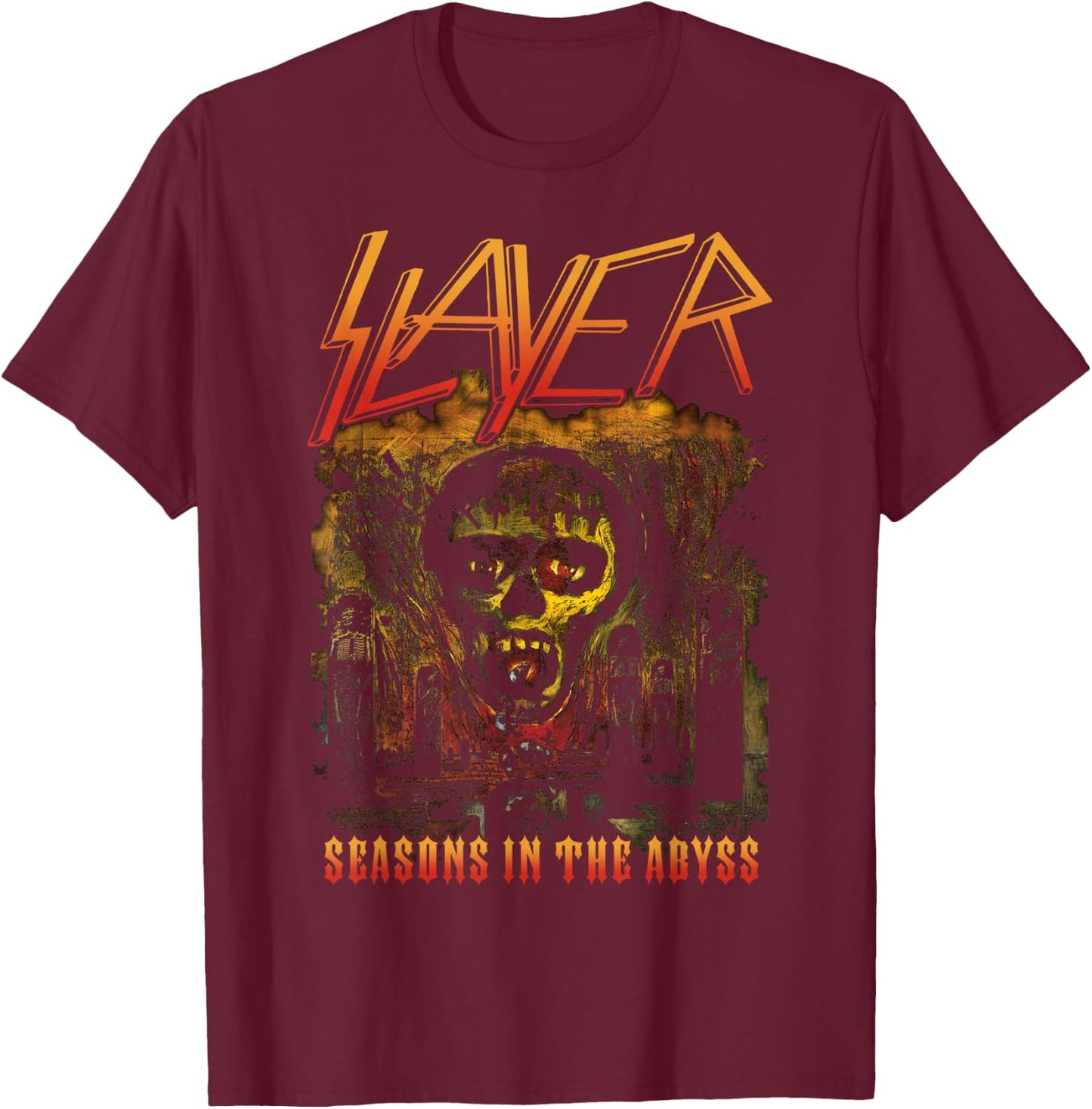 Slayer - Orange Logo Season in the Abyss , black T-Shirt - T-Shirt | Maroon