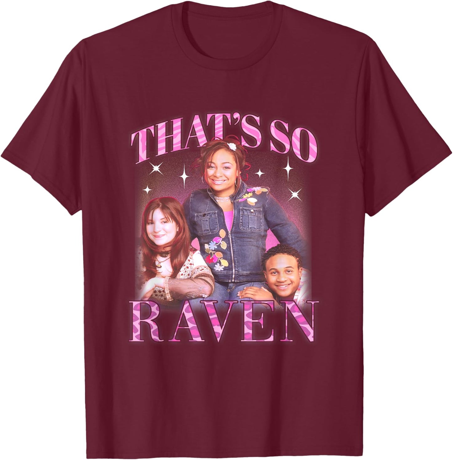 Disney That's So Raven Main Cast Vintage Group Shot T-Shirt - T-Shirt | Maroon