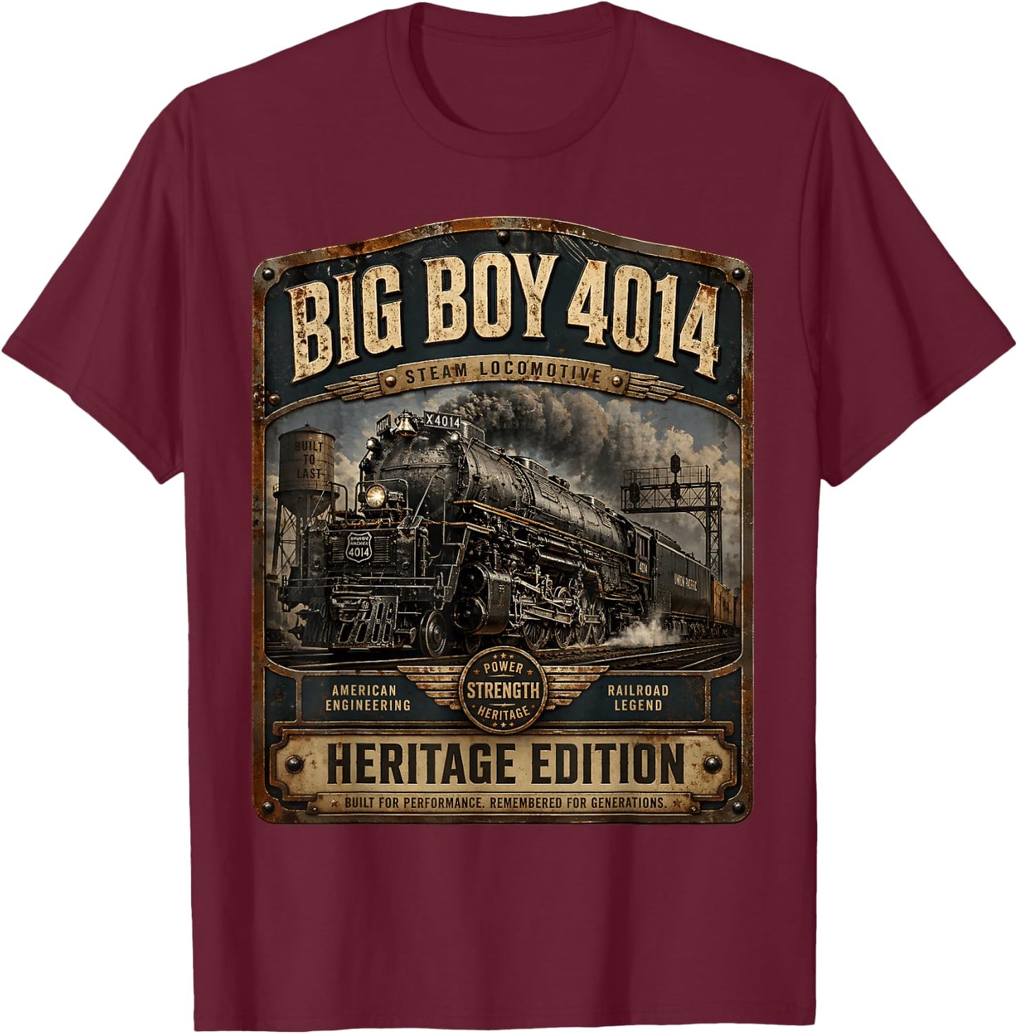 Vintage Steam Locomotive Railroad Train Engine Big Boy 4014 T-Shirt - T-Shirt | Maroon