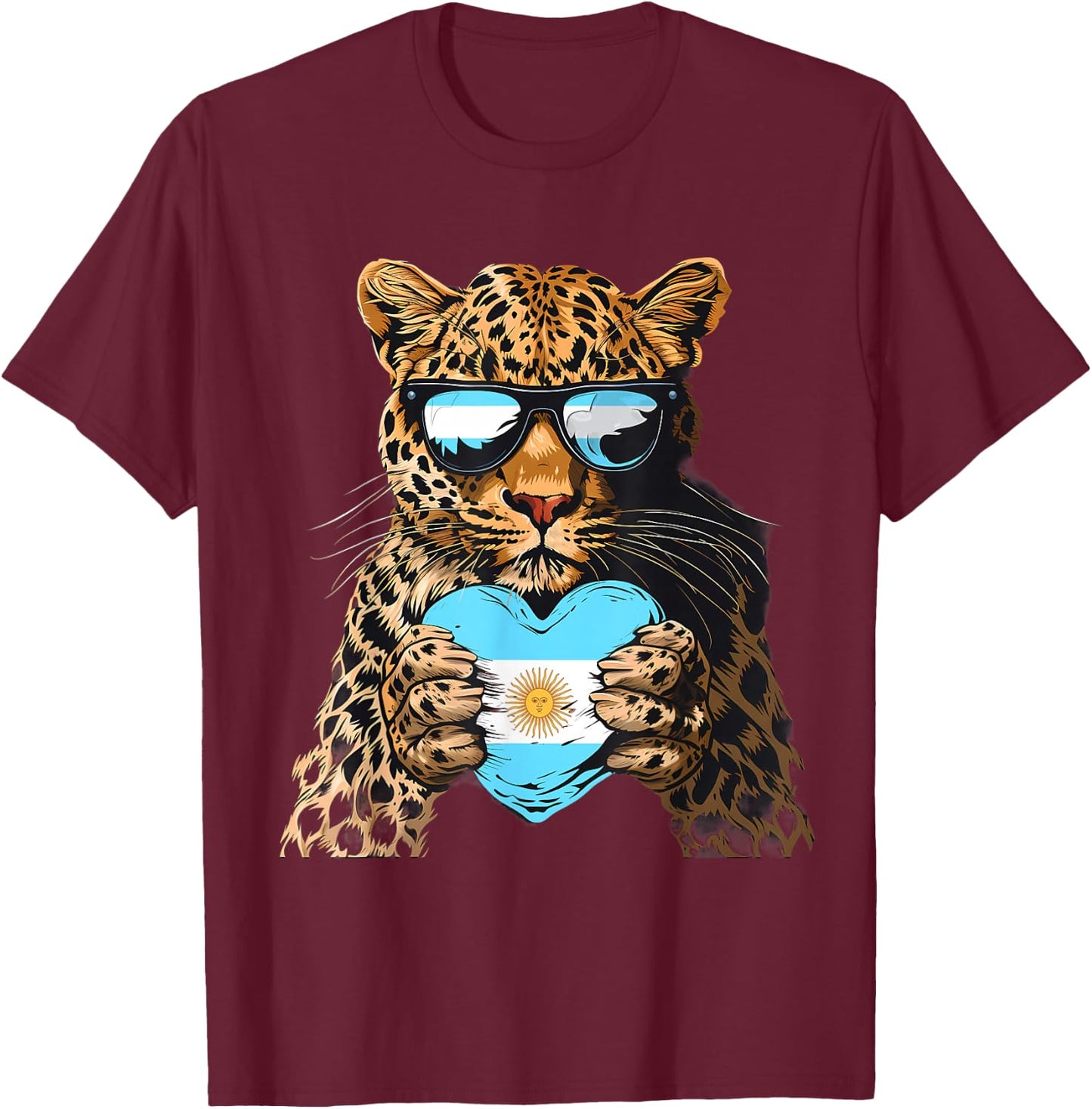 Argentina Leopard Heart Argentinian Roots Argentina Pride T-Shirt - T-Shirt | Maroon