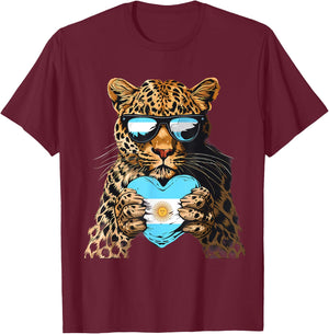 Argentina Leopard Heart Argentinian Roots Argentina Pride T-Shirt - T-Shirt | Maroon