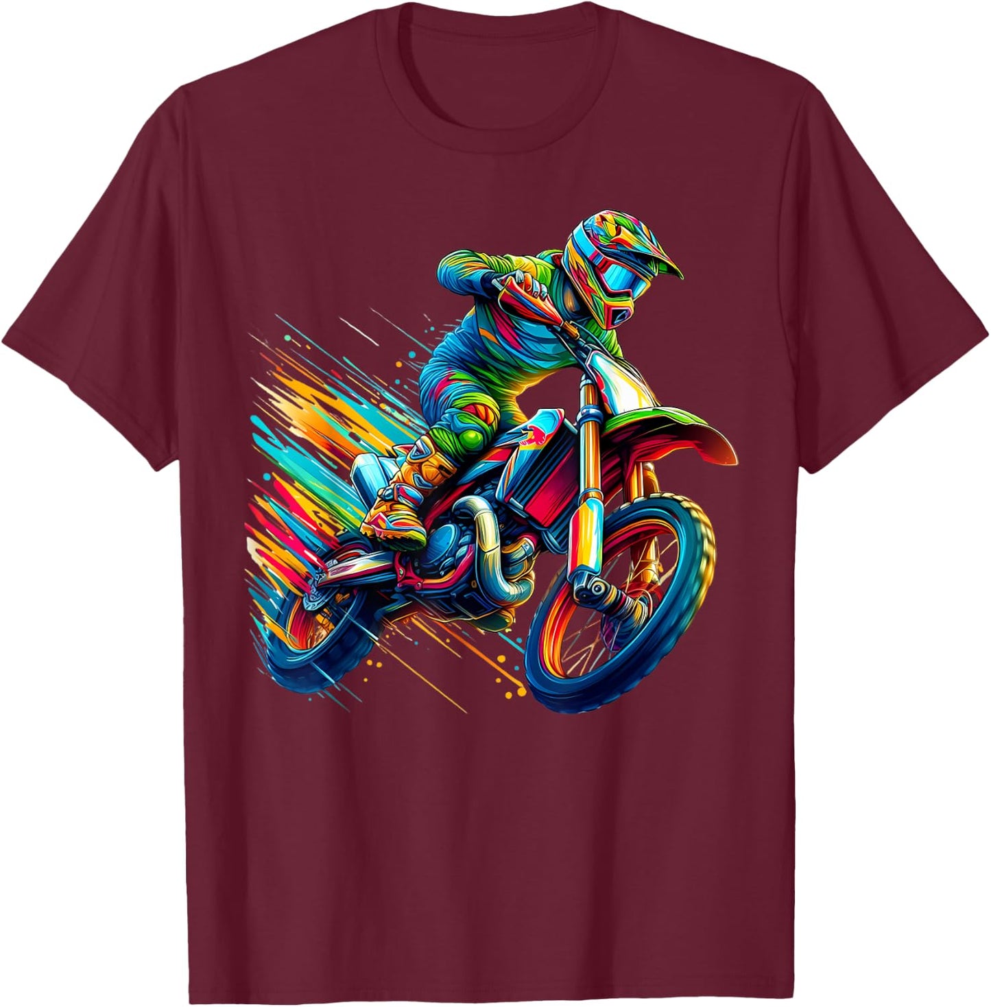 Motocross Enduro Supermoto Bike Dirt Biker Kids Boys , black T-Shirt - T-Shirt | Maroon