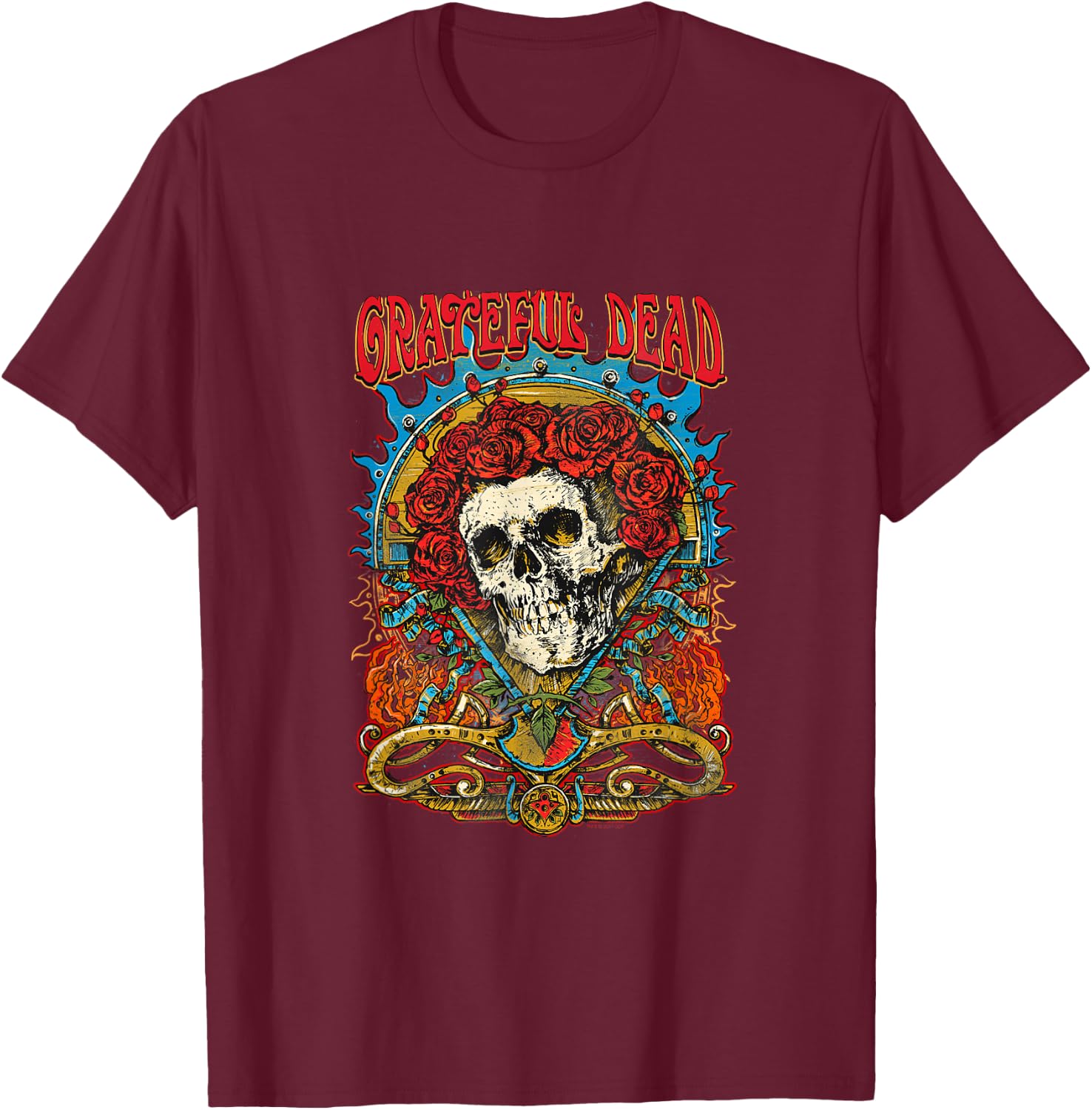 Grateful Dead Black Classic Half Sleeve Floral S Men T-Shirt - T-Shirt | Maroon