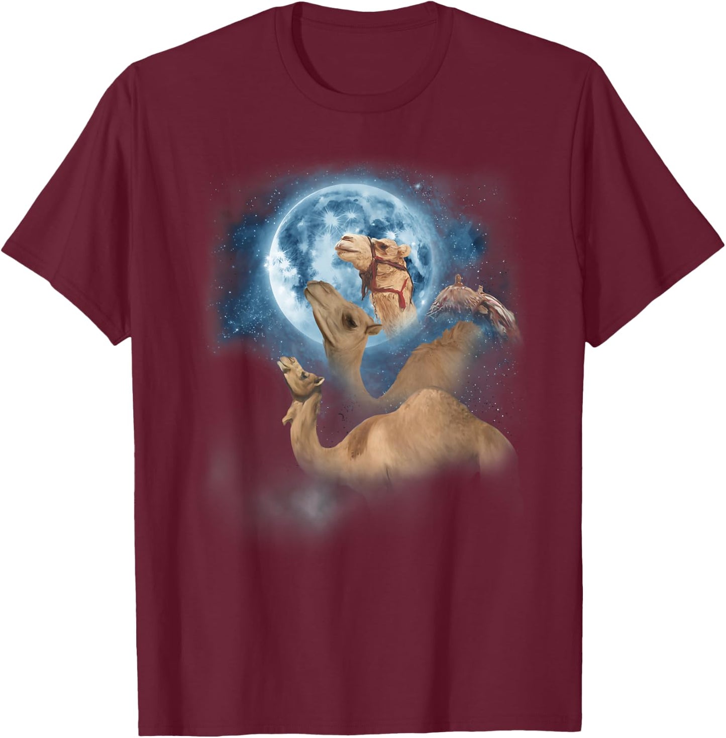 Funny Camel Shirt - Howling at the Moon Camel T-Shirt - T-Shirt | Maroon